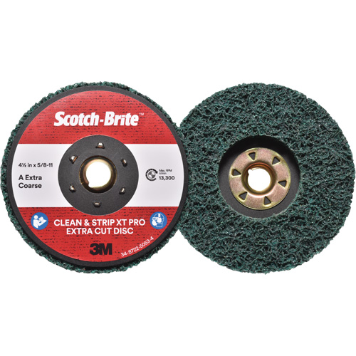 Disque extra coupe  Clean and Strip  XT Pro Scotch-Brite, 4-1/2" dia., Grain Extra grossier, Oxyde d'aluminium PB Rental Co. Ltd.