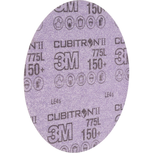 Disque de ponçage avec support en pellicule s&eacute;rie 775L Cubitron II Hookit, dia 6", Grain 150+, C&eacute;ramique, 3 mils PB Rental Co. Ltd.