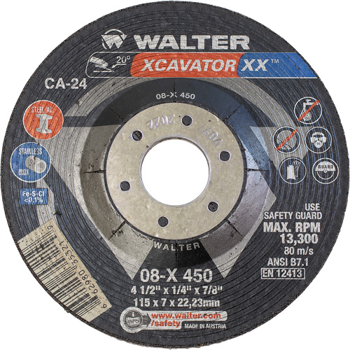 Xcavator XX Grinding Wheel, 4-1/2" x 1/4", 7/8" Arbor, Ceramic, Type 27 PB Rental Co. Ltd.