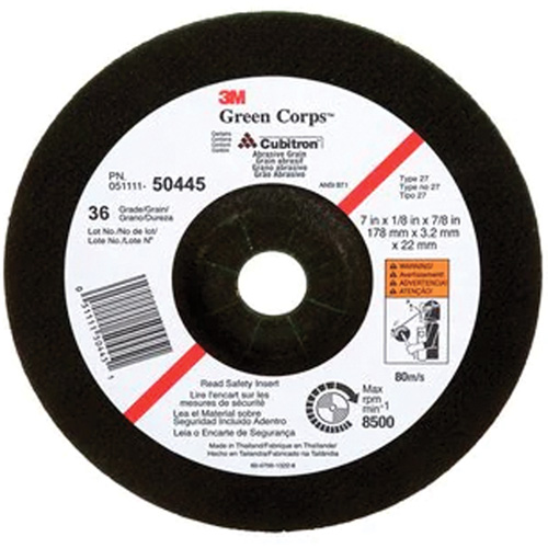 Meule &agrave; moyeu d&eacute;port&eacute; Green Corps, 7" x 1/8", Arbre 7/8", C&eacute;ramique, Type 27 PB Rental Co. Ltd.