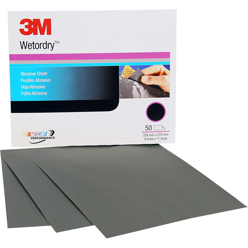 Feuille abrasive Wetordry, 9" x 11", Grain P500, Oxyde d'aluminium PB Rental Co. Ltd.