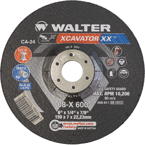 Xcavator XX Grinding Wheel, 6" x 1/4", 7/8" Arbor, Ceramic, Type 27 PB Rental Co. Ltd.