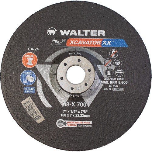 Xcavator XX Grinding Wheel, 7" x 1/4", 7/8" Arbor, Ceramic, Type 27 PB Rental Co. Ltd.