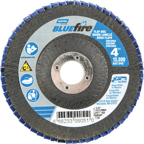 R884P BlueFire&reg; Conical Flap Disc, 4" x 5/8", Type 29, P60 Grit, Zirconia Alumina PB Rental Co. Ltd.