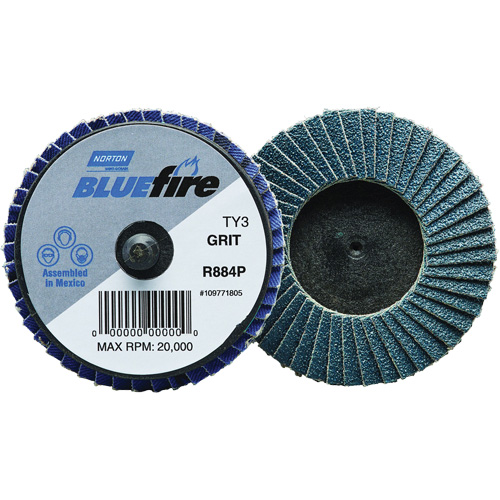BlueFire&reg; R884P Plastic Flat Mini Flap Disc, 2" x Type 27, P60 Grit, Zirconia Alumina PB Rental Co. Ltd.