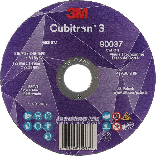 Cubitron 3 Cut-Off Wheel, 5" x 0.045", 7/8" Arbor, Type 1, Ceramic, 12250 RPM PB Rental Co. Ltd.