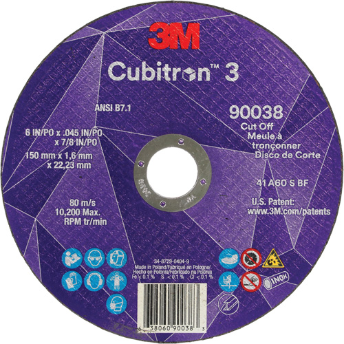 Cubitron 3 Cut-Off Wheel, 6" x 0.045", Type T27, Ceramic, 10200 RPM PB Rental Co. Ltd.