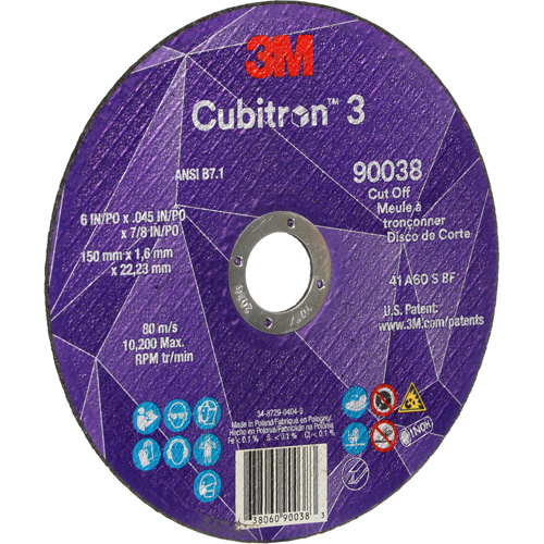 Cubitron 3 Cut-Off Wheel, 6" x 0.045", Type T27, Ceramic, 10200 RPM PB Rental Co. Ltd.