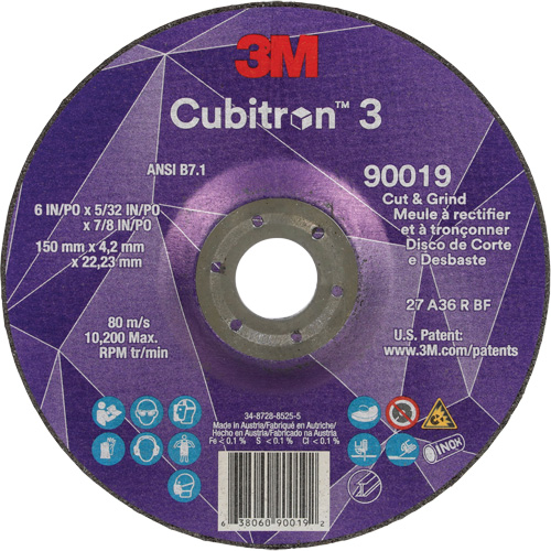Cubitron 3 Cut & Grind Wheel, 6" x 5/32", 7/8" Arbor, Type T27, 36+ Grit, Ceramic PB Rental Co. Ltd.