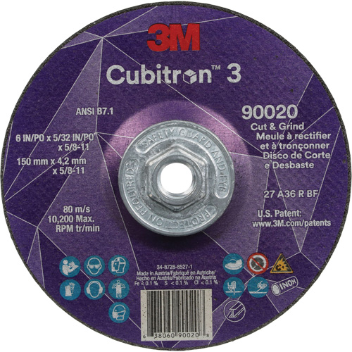 Cubitron 3 Cut & Grind Wheel, 6" x 5/32", 5/8"-11 Arbor, Type T27, 36+ Grit, Ceramic PB Rental Co. Ltd.