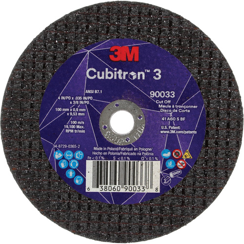 Cubitron 3 Cut-Off Wheel, 4" x 0.035", 3/8" Arbor, Type T1, Ceramic, 21000 RPM PB Rental Co. Ltd.