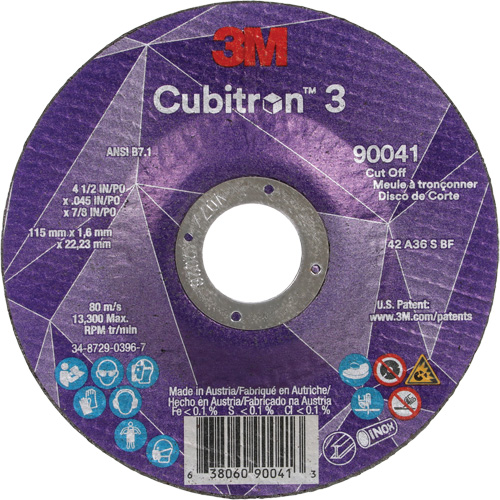 Cubitron 3 Cut-Off Wheel, 4-1/2" x 0.045", 7/8" Arbor, Type T27, Ceramic, 13300 RPM PB Rental Co. Ltd.