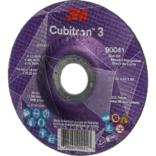 Cubitron 3 Cut-Off Wheel, 4-1/2" x 0.045", 7/8" Arbor, Type T27, Ceramic, 13300 RPM PB Rental Co. Ltd.