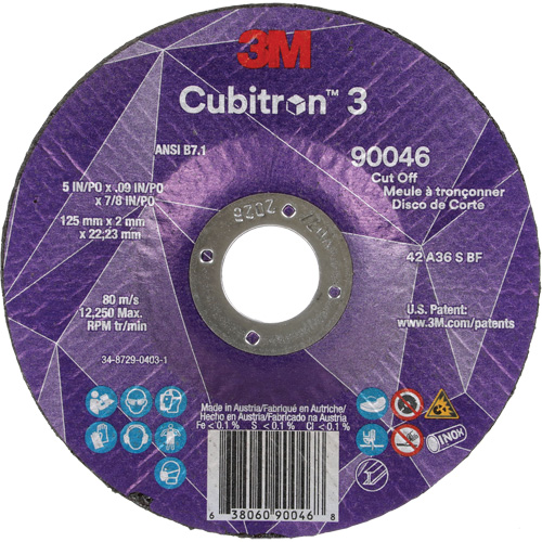Meule &agrave; tronçonner Cubitron 3, 5" x 0,09", Arbre de 7/8", Type T27, C&eacute;ramique, 12250 Tr/min PB Rental Co. Ltd.