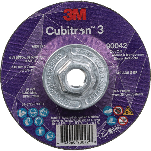 Meule &agrave; tronçonner Cubitron 3, 4-1/2" x 0,09", Arbre de 5/8"-11, Type T27, C&eacute;ramique, 13 300 Tr/min PB Rental Co. Ltd.