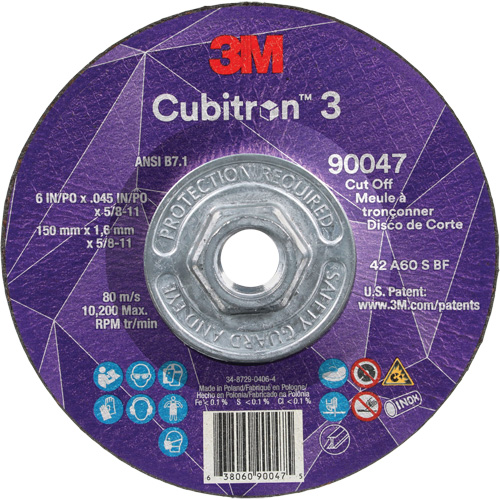 Cubitron 3 Cut-Off Wheel, 6" x 0.045", 5/8"-11 Arbor, Type T27, Ceramic, 10200 RPM PB Rental Co. Ltd.