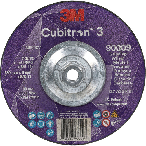 Cubitron 3 Depressed Centre Grinding Wheel, 7" x 1/4", 5/8"-11 Arbor, Ceramic, Type T27 PB Rental Co. Ltd.