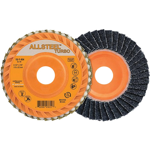 Disque &agrave; lamelles Turbo ALLSTEEL, 4-1/2" x 5/8"-11, Grain 60, Alumine de zirconium PB Rental Co. Ltd.