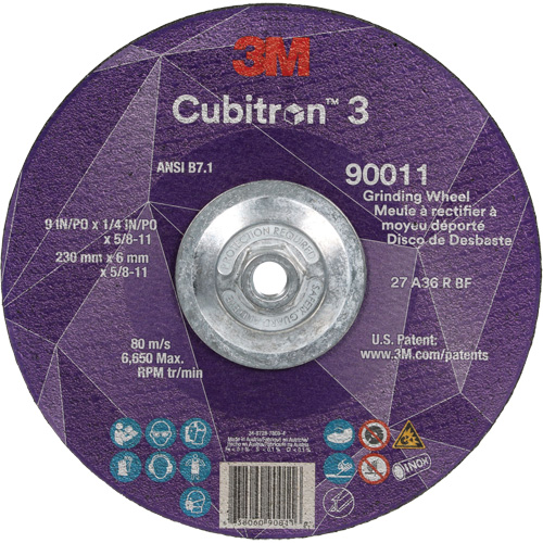 Cubitron 3 meule a moyeu d&eacute;port&eacute;, 9" x 0,25", Arbre 5/8"-11, C&eacute;ramique, Type T27 PB Rental Co. Ltd.