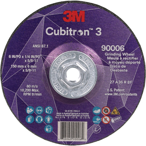 Cubitron 3 meule a moyeu d&eacute;port&eacute;, 6" x 0,25", Arbre 5/8"-11, C&eacute;ramique, Type T27 PB Rental Co. Ltd.