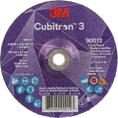 Cubitron 3 Cut and Grind Wheel, 4" x 5/32", 3/8" Arbor, Type 27, 36 Grit, Ceramic PB Rental Co. Ltd.