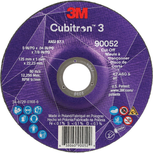 Meule &agrave; tronçonner Cubitron 3, 5" x 0,04", Arbre de 7/8", Type 27, C&eacute;ramique, 60 Tr/min PB Rental Co. Ltd.