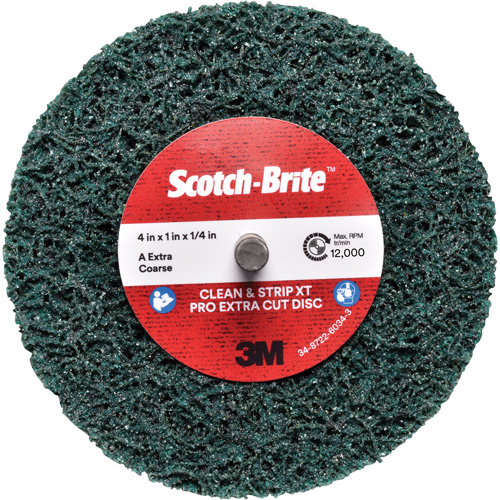 Disque Clean and Strip XT Pro Extra Cut Disc XC-DC Scotch-Brite, 4" dia., Grain Extra grossier, Oxyde d'aluminium PB Rental Co. Ltd.