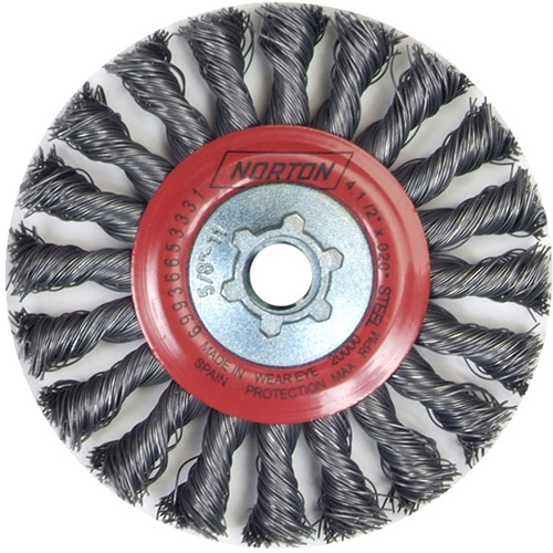 Full Cable Twist Wire Wheel, 4" Dia., 0.02" Fill, 5/8"-11 Arbor, Steel PB Rental Co. Ltd.
