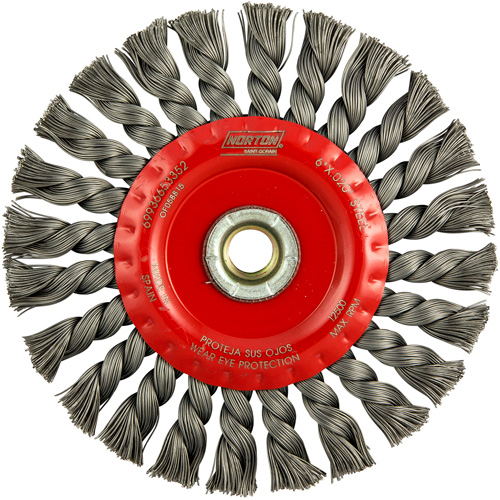 Full Cable Twist Wire Wheel, 6" Dia., 0.023" Fill, 5/8"-11 Arbor, Steel PB Rental Co. Ltd.