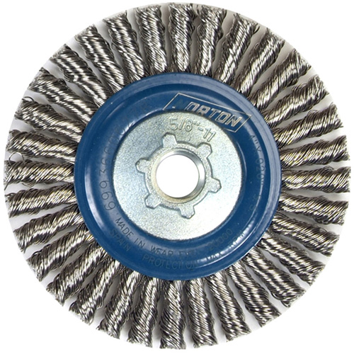 Brosse &agrave; fils nou&eacute;s pour cordons de soudure pour meuleuse angulaire, Dia. 4", Fils 0,02", Arbre 5/8"-11, Acier inoxydable PB Rental Co. Ltd.
