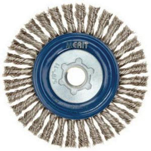 Brosse &agrave; fils nou&eacute;s pour cordons de soudure pour meuleuse angulaire, Dia. 5", Fils 0,02", Arbre 5/8"-11, Acier inoxydable PB Rental Co. Ltd.