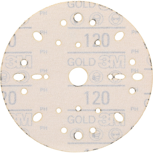 Hookit Gold Abrasive Disc, 6" Dia., 120 Grit, Aluminum Oxide, C-Weight PB Rental Co. Ltd.