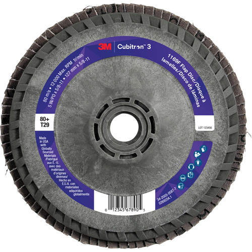 Disque &agrave; lamelles Cubitron 3 1169F, 5" x 5/8"-11, Type T29, Grain 80+, C&eacute;ramique PB Rental Co. Ltd.