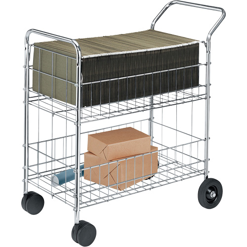 Chariots &agrave; courrier en fil m&eacute;tallique, 200 lb Capacit&eacute;, Chrome, 19" p x 30" la x 39-1/4" h, Chrom&eacute; PB Rental Co. Ltd.