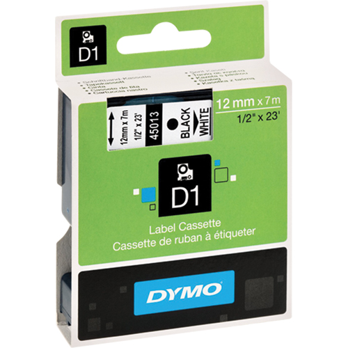 D1 Label Cassette, 12 mm x 23', Black on White PB Rental Co. Ltd.