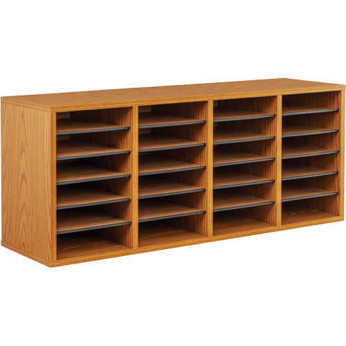 Adjustable Compartment Literature Organizer, Stationary, 24 Slots, Wood, 39-1/4" W x 11-3/4" D x 16-1/4" H PB Rental Co. Ltd.