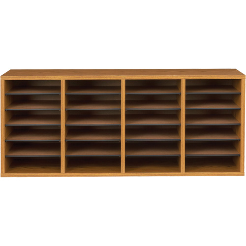 Adjustable Compartment Literature Organizer, Stationary, 24 Slots, Wood, 39-1/4" W x 11-3/4" D x 16-1/4" H PB Rental Co. Ltd.
