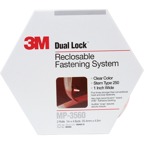 Attache refermable Dual Lock, Auto-appariement, 5 vg x 1", Adh&eacute;sif, Transparent PB Rental Co. Ltd.