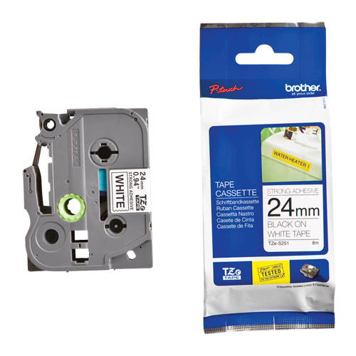 Laminated Industrial Tape, 24 mm x 13', Black on White PB Rental Co. Ltd.