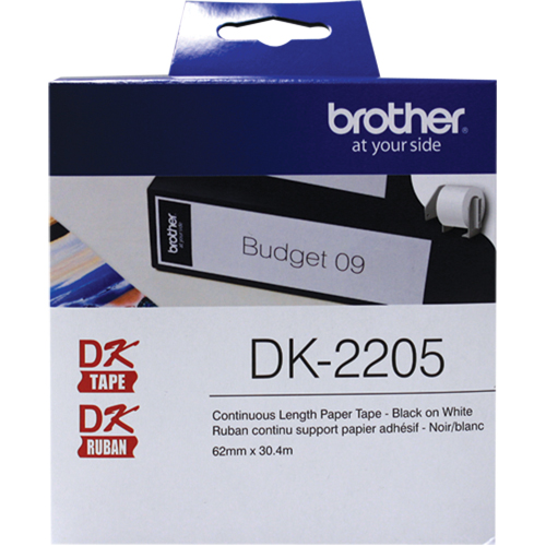DK Series Continuous Length Label Tape, Paper, Black on White, 2-1/2" Width PB Rental Co. Ltd.