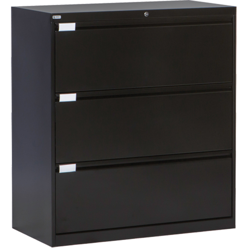 Classeur lat&eacute;ral, Acier, 3 tiroirs, 36" la x 18" p x 40-1/16" h, Noir PB Rental Co. Ltd.