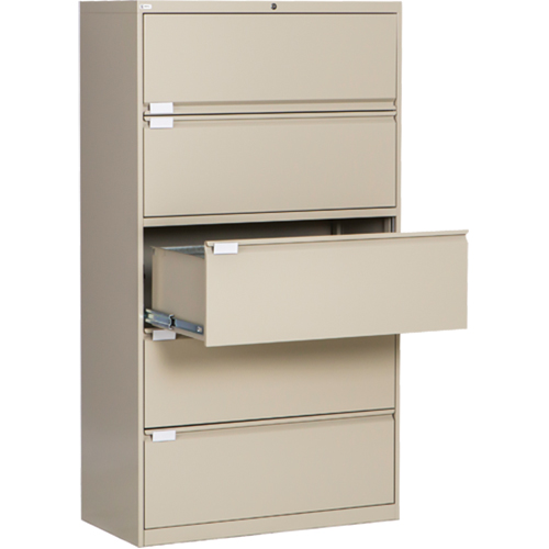 Classeur lat&eacute;ral, Acier, 5 tiroirs, 36" la x 18" p x 65-1/2" h, Beige PB Rental Co. Ltd.