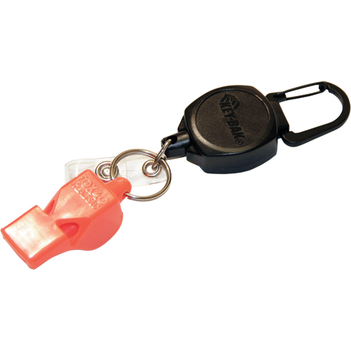 Self Retracting ID Badge and Key Reel with Whistle, Zinc Alloy Metal, 24" Cable, Carabiner Attachment PB Rental Co. Ltd.
