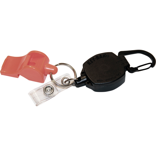 Self Retracting ID Badge and Key Reel with Whistle, Zinc Alloy Metal, 24" Cable, Carabiner Attachment PB Rental Co. Ltd.