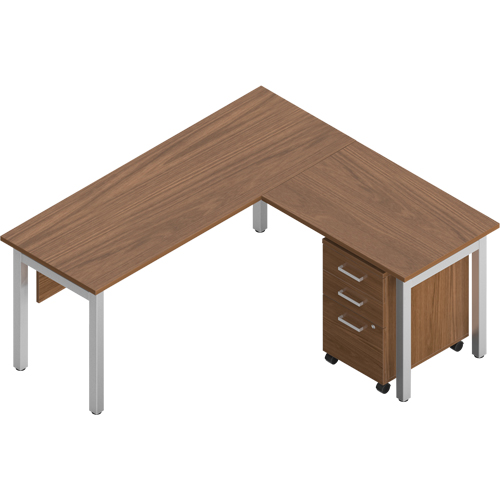 S&eacute;rie de bureaux en L de type ionique, 4 Morceaux, Brun, 29" h x 66" la x 66" p PB Rental Co. Ltd.