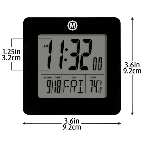 Horloge de bureau, Num&eacute;rique, &agrave; piles, 3,6" la x 1,5" p x 3,6" h, Noir PB Rental Co. Ltd.