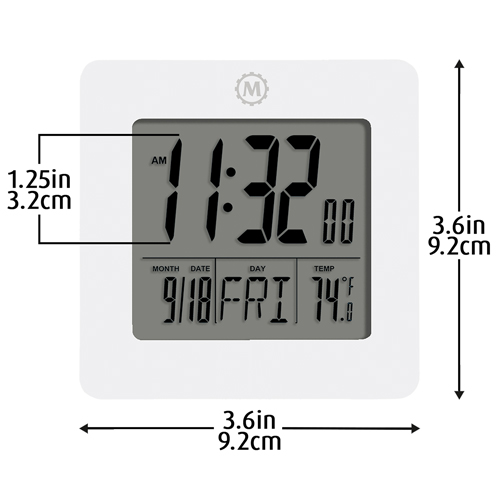 Horloge de bureau, Num&eacute;rique, &agrave; piles, 3,6" la x 1,5" p x 3,6" h, Blanc PB Rental Co. Ltd.