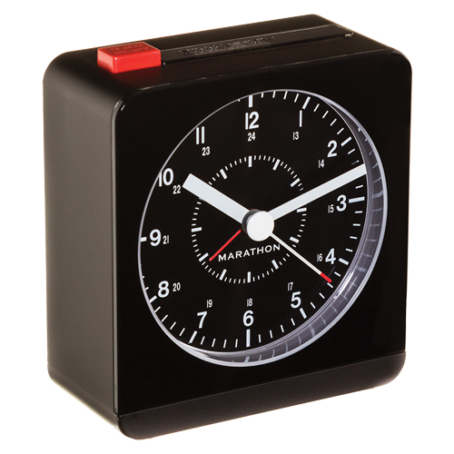 Desk Alarm Clock, Analog, Battery Operated, 3.5" W x 1.5" D x 3.75" H, Black PB Rental Co. Ltd.