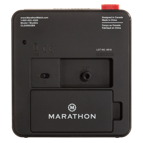 Desk Alarm Clock, Analog, Battery Operated, 3.5" W x 1.5" D x 3.75" H, Black PB Rental Co. Ltd.