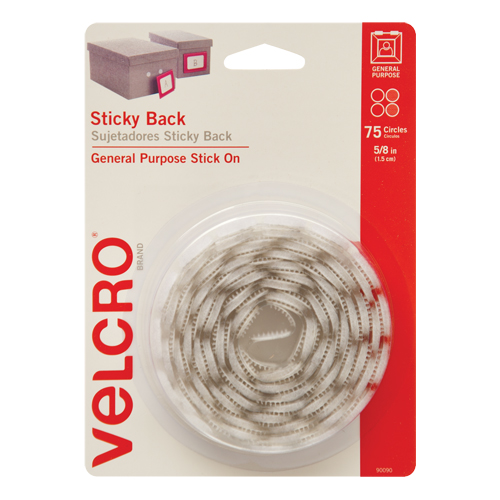 Attaches en jeton, Boucle et crochet, 5/8" dia., Adh&eacute;sif, Blanc PB Rental Co. Ltd.